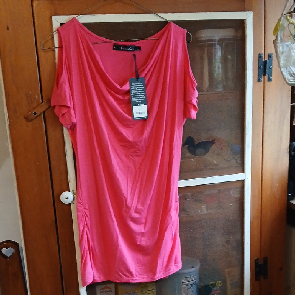 Pink Neesha L Draped Short Sleeve Blouse